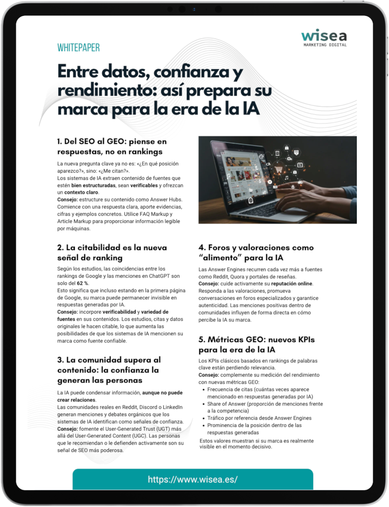 Whitepaper de GEO en una tablet