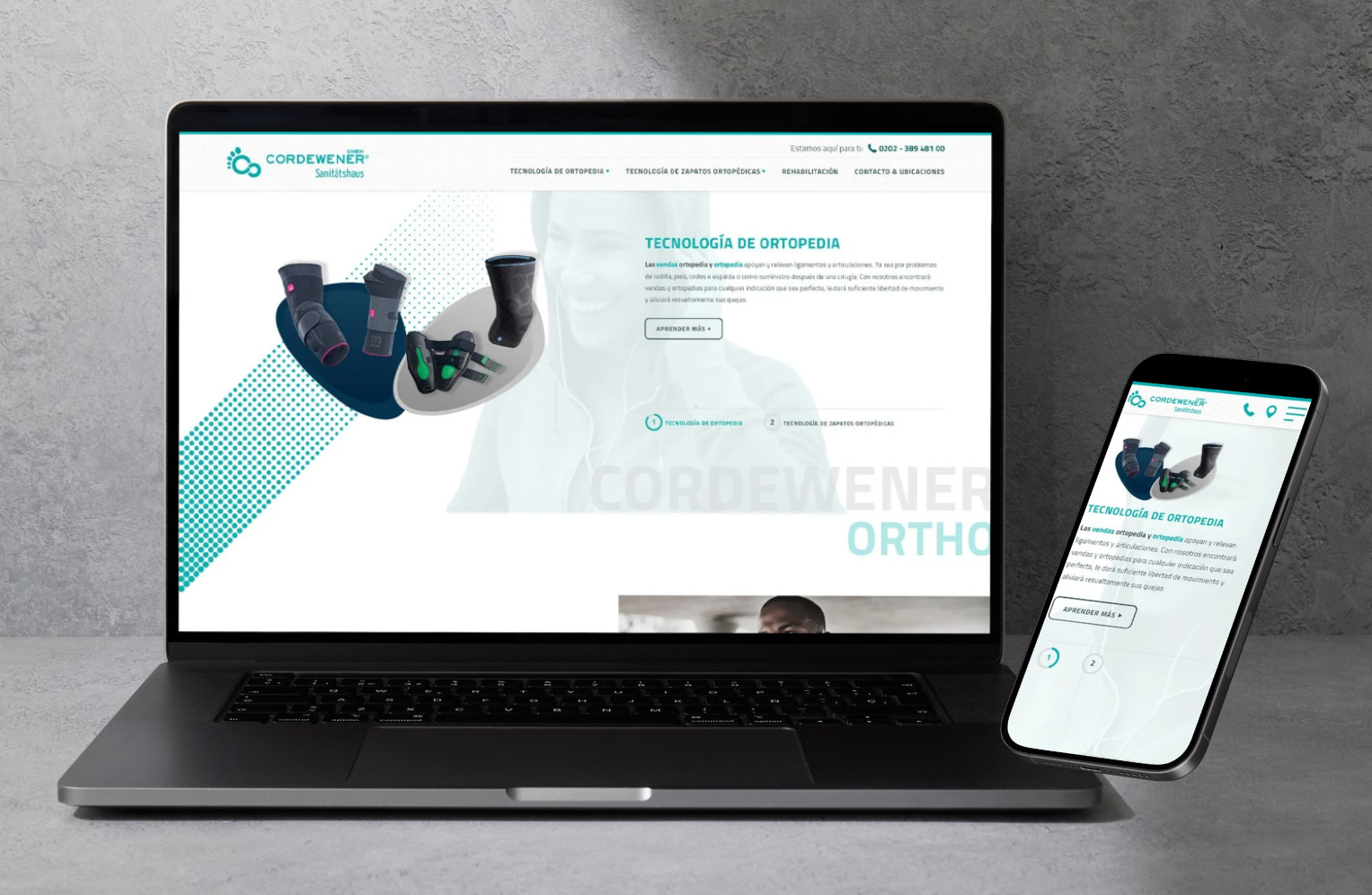 Vistas desde dispositivos distintosOrtopedia Cordewener