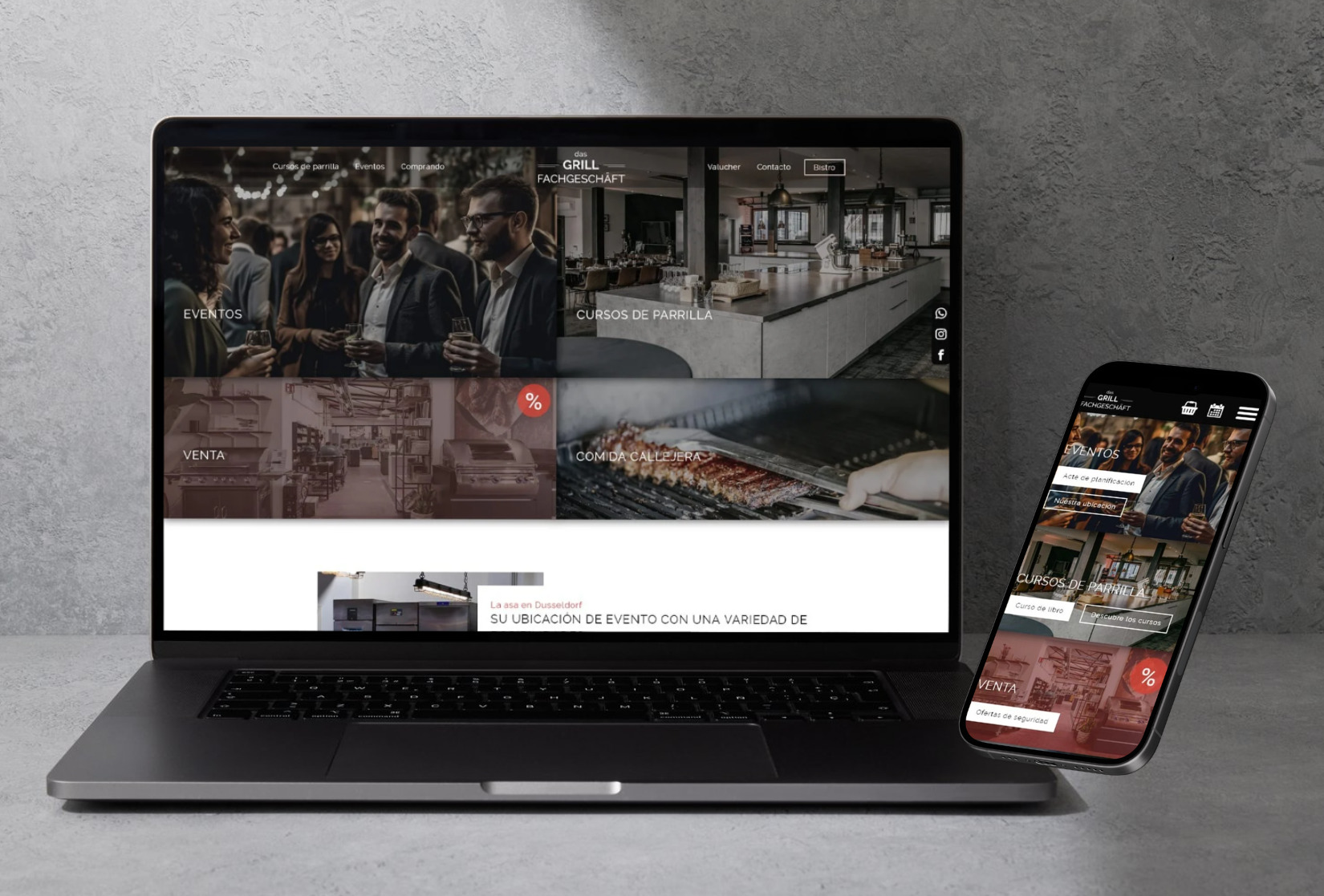 Vistas desde dispositivos distintosEl asador